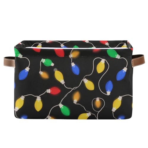 Image of Aslsiy Storage Basket Christmas Lights (5) Nursery Bins Baby Box Canvas Clothes Shelf Basket Laundry Hampers 1 Pcs