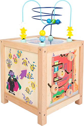 small foot 10974 Sesamstrasse Motorikwürfel aus Holz, 100% FSC-Zertifiziert, für multifunktionalen Spielspaß für Kinder ab 18 Monaten Spielzeug, Mehrfarbig