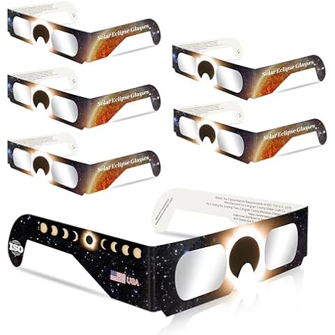 QONBINK Solar Eclipse Glasses Approved 2024, (6 Pack) CE and ISO 12312-2:2015(E) Certified Solar Eclipse Observation Glasses, Safe Shades for Direct Sun Viewing Cover