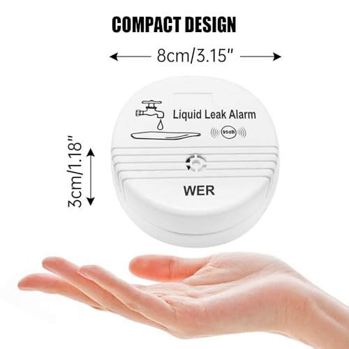 WER-Water-Leak-Alarm-Sensor-Battery-Operated-Leak-Alert-90dB-Water-Detector-for-Basements-Bathrooms-Laundry-Rooms-Kitchens-Garages-and-All-Office-Areas-Shipped-Without-Battery-4-Pack