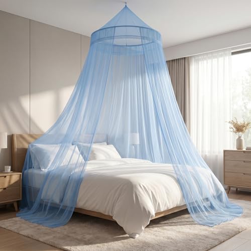 Mosquitera Domo, Mosquitera Colgante, Portátil Mosquitose, para Cama de Matrimonio, Cama Individual, Prevenir Insectos   Azul