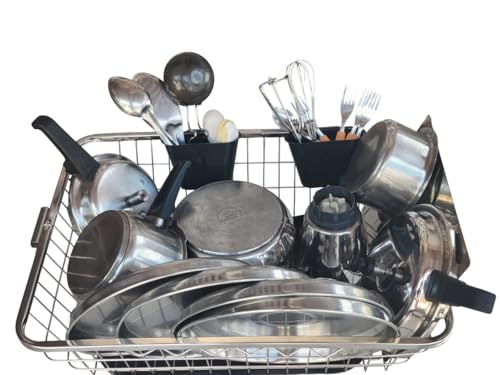 Image of BIRDWING Heavy Duty Stainless Steel Utensil Drying Stand - Extra Large Kitchen Dish Rack with Water Drain Tray, Countertop Plate Bowl Organizer Basket,60x47x23 Cm