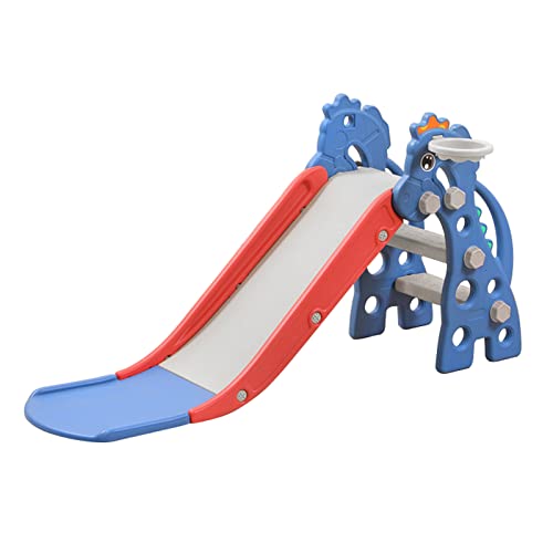 XMTECH 3 in 1 Kinder Rutsche Indoor und Outdoor, Faltbar Kinderrutsche Spielset - Kinderrutschen Rutsche Basketballkorb Ladder, Gartenrutsche Kleinkinderrutsche Babyrutsche Kinder Fun-Slide