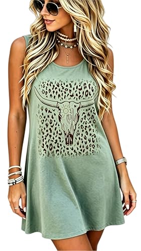 Image of LLHXRUI Sundresses for Women Sleeveless Boho Summer Dress Elegant Vacation Tank Dresses Casual Tunic Short Sun Dress