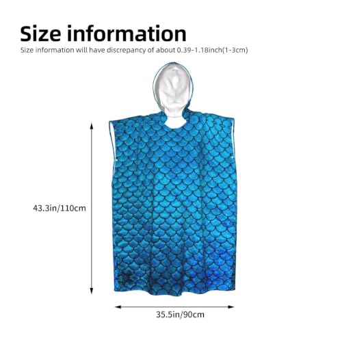 Poncho en microfibre léger et absorbant à motif écailles bleues avec grande capuche - 4