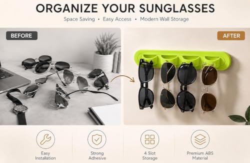 Image of Sunglasses Organizer, Wall Glasses Holder, Acrylic Sunglasses Display, Eyeglass Organizer for Multiple Glasses for Office & Home Decor, Unique Gifts for Husband, Women & Girls