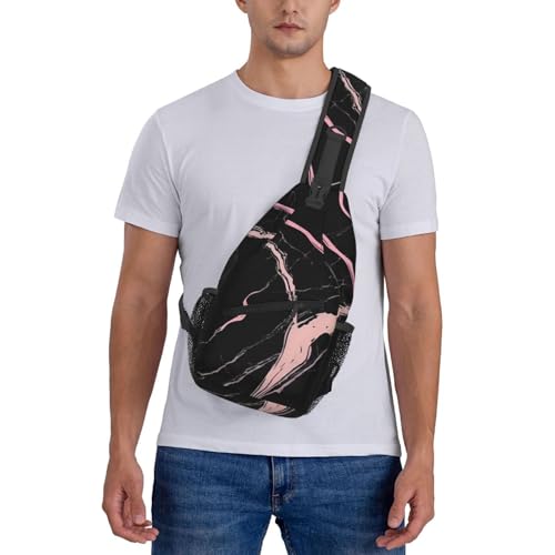Bolso Bandolera Negro con Estampado Mármol para Senderismo miniatura 7