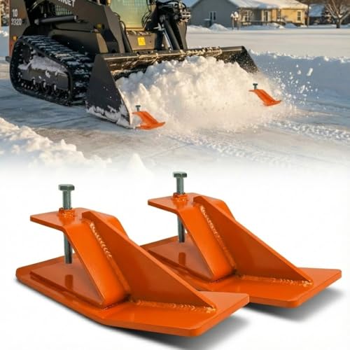 Doubleriver 2 Pack Ski Edge Protector for Compact & Sub-Compact Tractor Bucket 11.7 Steel Turf Tamer Attachment for Snow Removal & Gravel Spreading Bolt-On Driveway Guard