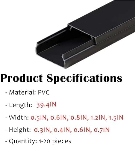 39" PVC Cable Trunking Cover Plate - 5 Pcs Self-Adhesive Wire Management Lid, Cuttable & Paintable, Ideal for Cable Protection, Home & Office Organization