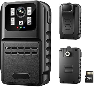 BOBLOV 880A Body Camera, 1080P 32GB Small Body Cameras with Audio and Night Vision, Portable Body Worn Camera with Pocket Clip for Security Guard, Home, Office, Car, Bike, Hiking