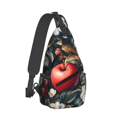 Mochila bandolera unisex estampado flor manzana ligera para viaje miniatura 2