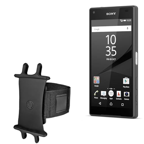 BoxWave Holster Compatible with Sony Xperia Z5 Compact - ActiveStretch Sport Armband, Adjustable Armband for Workout and Running - Jet Black