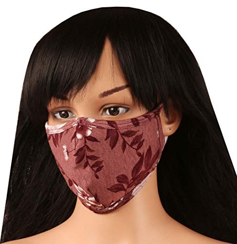 Touchstone Soft Cotton Knitted Face Mask - Medium Size Comfortable Washable Double Layer. (Pack of 3). Orange Brown White3