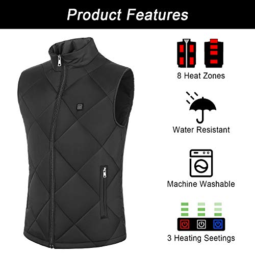 Women's Heated Vest Stand Collar Quilted Zip Lightweight Waistcoat USB Electric Rechargeable