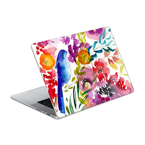 Autocollant MacBook Pro 14 A2442 Mai Autumn Oiseau Bleu Jardin Floral en vinyle
