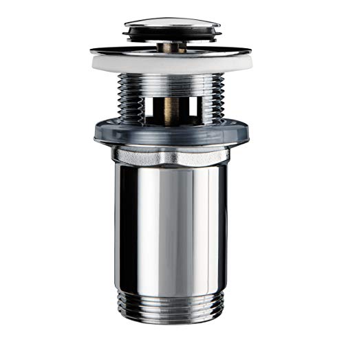 Wirquin 30723417 Ablaufgarnitur für Waschbecken, Messing, Quick Clac-System – innen zu überlaufender Körper lang