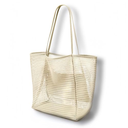 dellyy Bolso de Playa de Mujer Tamaño Grande, Bolsillo Interior con Cremallera, 35 * 17 * 37cm Bolsa Playa Malla, Plegable Bolsos de Playa Bohemios, para Vacaciones, Picnics Playa Uso Diario (Beige) dellyy Bolso de Playa de Mujer Tamaño Grande, Bolsillo Interior con Cremallera, 35 * 17 * 37cm Bolsa Playa Malla, Plegable Bolsos de Playa Bohemios, para Vacaciones, Picnics Playa Uso Diario (Beige)