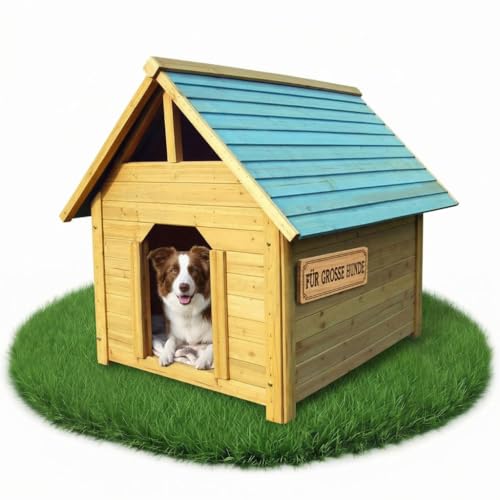 Melko Hundehütte Hundehaus Blockhaus-Stil Haustierhütte Outdoor Hundehöhle aus Holz Hundeschlafplatz für mittelgroße Hunde