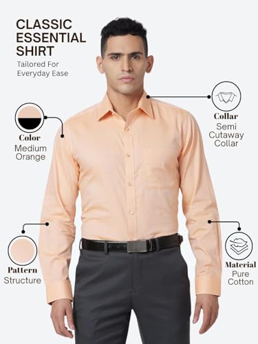 Image of Raymond Men Pure Cotton Slim Fit Structure Pattern Semi Cut Away Collar Formal Shirt