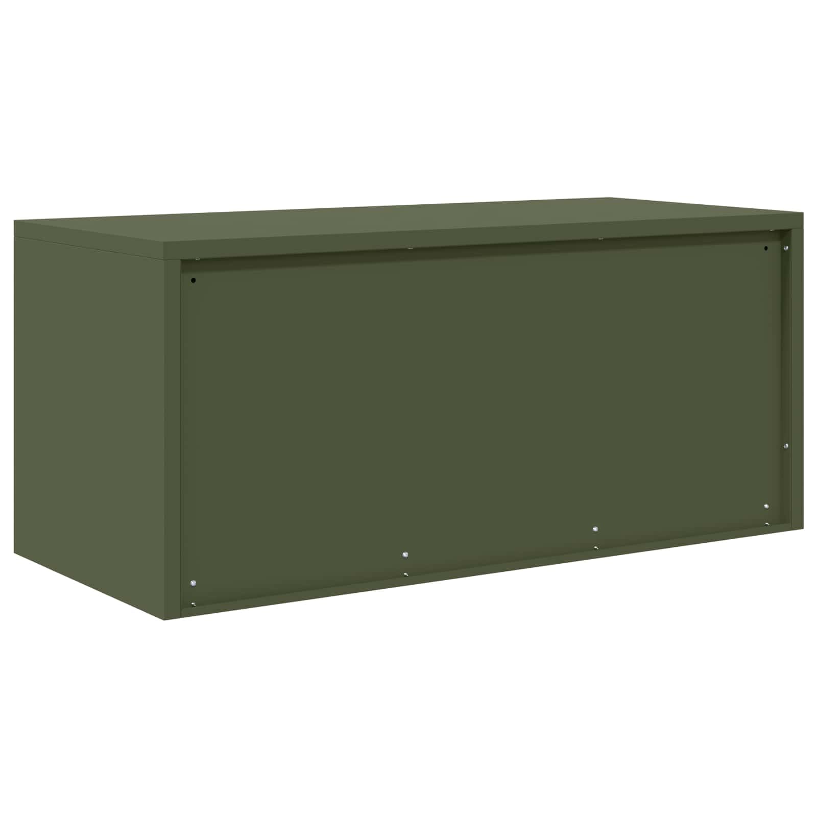Aufbewahrungsschrank Olivgrün 90 x 40 x 40 cm, Metall Aktenschrank, abschließbarer Büroschrank, Industriestil Metallschrank für Dokumente und Büroorganisation