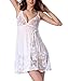 Produktbild FEOYA Rückenfrei Negligees Damen Reizwäsche Spitze Negligee Babydoll Lingerie Nachtwäsche Kleid Dessous Unterwäsche mit G-String Weiß L
