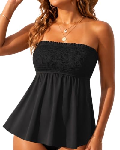 Image of Tankini Swim Tops for Women - Bathing Suit Top No Bottom 2025 Bandeau Swimsuit Tops