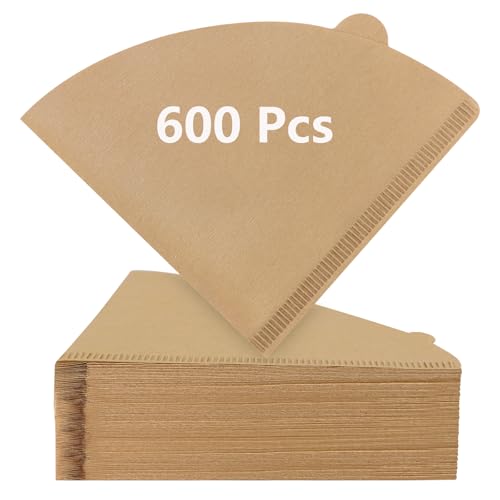 Image of Clinuse 600Pcs Cone Coffee Filters #2, Unbleached Size 02 Coffee Filter | Disposable Natural Paper Filters 2-4 Cup, 02 Cone Filters Compatible with Pour Over and Drip Coffee Maker