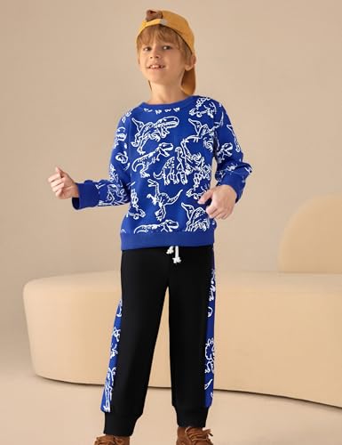 Image of Toddler Boys Dinosaur Sweatshirt and Jogger Pants Outfit Set, Ages 2-10