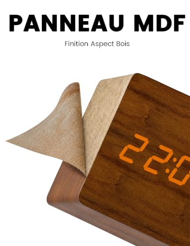 aboveClock Reveil Numerique Bois Brun Fonce, Reveil LED – vue 7