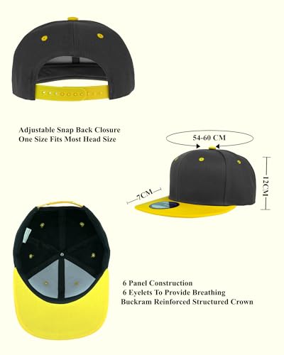 Image of Gelante Snapback Hats for Men - Flat Bill Brim Baseball Cap Hat - Plain Blank Adjustable