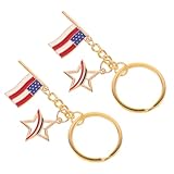 SHOWERORO Llavero Bandera de Estados Unidos Metálico 2 Piezas por Paquete Decoración para Llaves y Bolso Accesorio Ligero y Resistente para Uso Diario Adecuado para Fiestas y Regalos