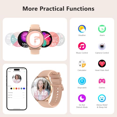 Image of Blackview Smart Watch for Women(Make /Answer Calls), 1.43''AMOLED Touchscreen Fitness Tracker with 100+ Sports Modes, Heart Rate /SpO2 /Sleep Monitor /2 Straps, Smartwatch for iPhone & Android