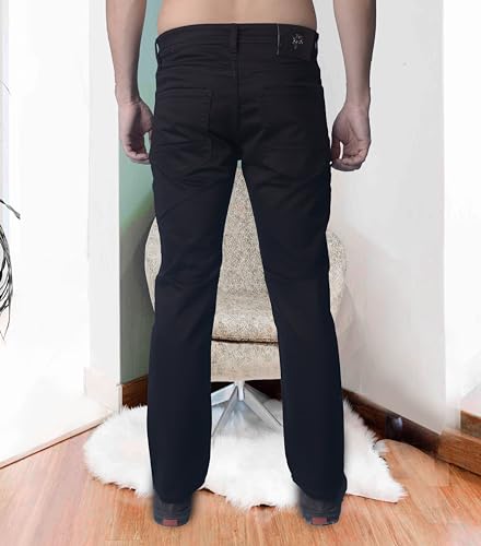 Image of i'sol Men's Tapered Fit Solid Mid-Rise Stretchable Casual Jeans