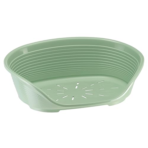 Ferplast Cuccia per Cani e Gatti Cuccia per Cani taglia piccola 100% plastica riciclata Lettino per Cani lavabile traspirante e antiscivolo Siesta Deluxe, 61,5 x 45 x 21,5 cm., Verde