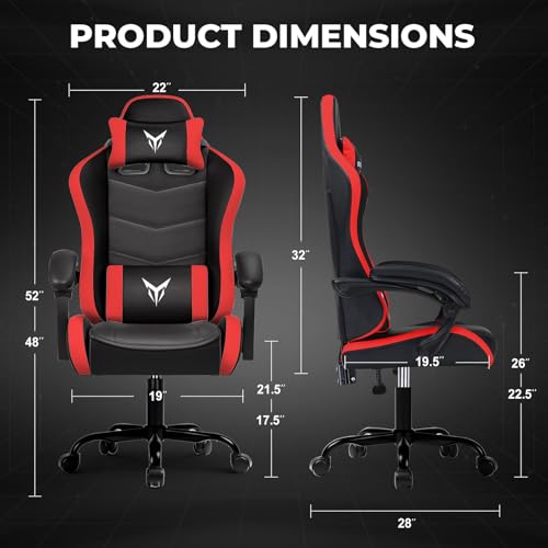 Image of GTPLAYER Gaming Chair High Back Computer Chairs Rest for Adults, Ergonomic Height Adjustable Recliner Chair 300lbs with Linkage Armrest and Lumbar Support for Home Office, Red