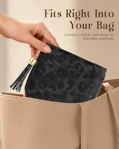 Image of Bistup 40 Slots Credit Card Holder for Women Girls, Black Leopard