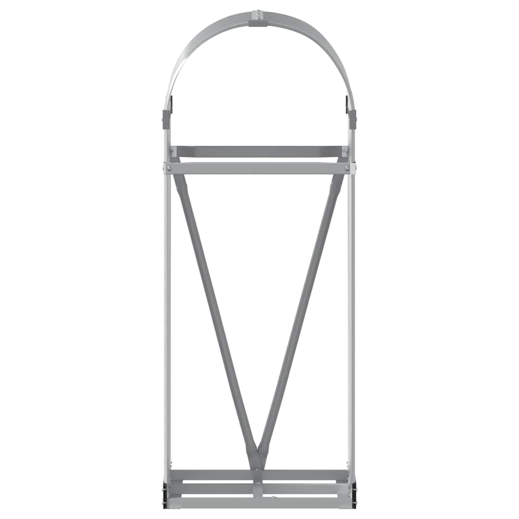 Soporte para leña de chimenea de acero galvanizado, 40 x 45 x 100 cm, resistente estantería para leña con ganchos para fijación a la pared para almacenamiento de madera seca en el jardín y