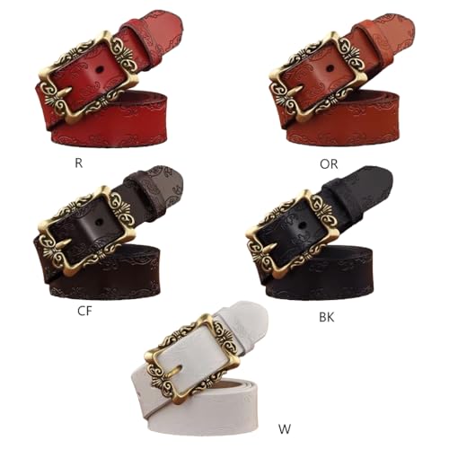 Woman Men Waist Belt for Dresses Nightclub Pin Relief Pattern Buckle Waist Belt3