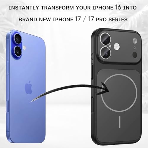 Image of SHINESTAR Converter Case for iPhone 16 | Premium Protective Mag-Safe Cover | iPhone 17 Pro / 17 Pro Max Series Style Design | in-Built Camera Guard | Wireless Charging Compatible - Black