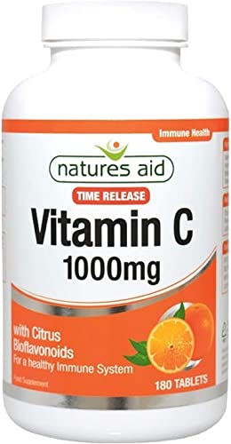 Natures Aid Vitamine C Domaine de temps 1000 mg, soutien immunitaire, 180 comprimés Cover