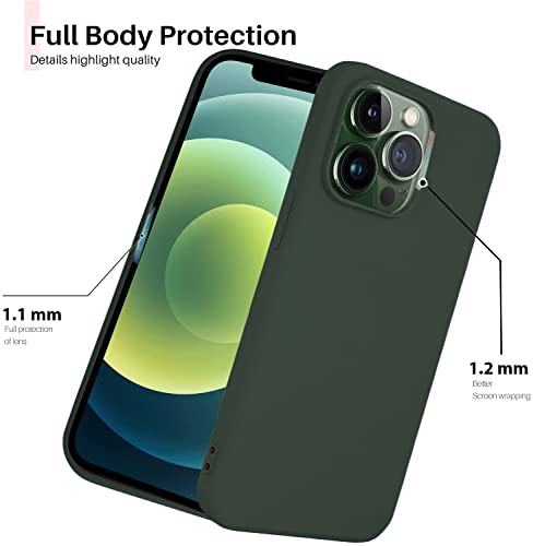Image of DIZORO Microfiber Candy Case Compatible for iPhone 13 Pro 6.1 inch, Shockproof Slim Back Cover Liquid Silicone Case - Pine Green