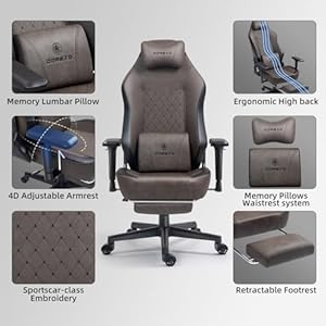 High Back Leather Gaming Chairs for Adults,Heavy Duty Ergonomic Gaming Chair,Silla Gamer Chair,Recliner Comfy Video Office Gaming Chair Big and Tall Gaming Chairs 400lbs with Footrest (Brown) High Back Leather Gaming Chairs for AdultsHeavy Duty Ergonomic Gaming ChairSilla Gamer ChairRecliner Comfy Video Office Gaming Chair Big and Tall Gaming Chairs 400lbs with Footrest Brown