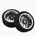 Shaluoman 4Pcs 1/10 On-Road Foam Tires& 6012 Wheel Rims 12mm Hex for HSP HPI RC Racing Car Toy, Black