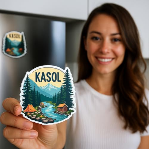 Image of Naxon Kasol Theme Souvenir Wooden Fridge Magnet for Refrigerator - Printed Fridge Magnet for Kitchen & Home Decor | Perfect Souvenir Gift | Size 3x3 in | Pack of 1