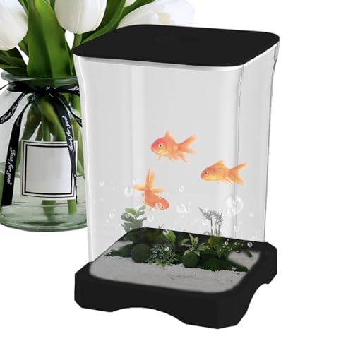 Betta - Acuario decorativo mini acuario de oficina, pequeño acuario con iluminación LED integrada, utilizado como objeto decorativo en la cocina, dormitorio, escritorio o entspa