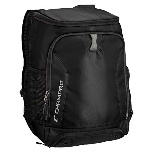 Champro Mochila Fortress 2 color negro con compartimento para bates
