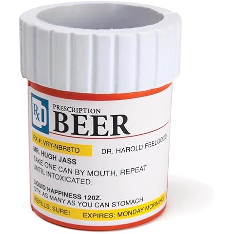 BigMouth Inc Foam Drink Kooler, Soft Sided Beer Cooler, Portable Party Beverage Holder for Soda Cans, Funny Can Cooler - Prescription Bill Bottle Cover