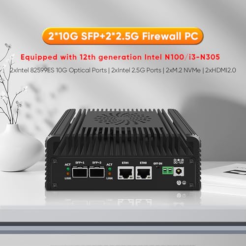 Image of FakestarPC Mini Firewall Core I3 N305 Fanless,4 LAN Firewall Mini PC,2x10G SFP+ 2xi226-V 2.5G RJ45 LAN,WiFi Slot, 6*USB, 2*HDMI, 2* COM,No DDR5 No NVMe