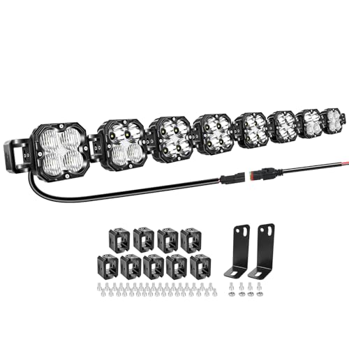 Willpower 52 inch 240W Straight Curved Adjustable & Linkable LED Light Bar with Wiring, Spot Flood Beam Off Road 4X4 Driving Fog Lights for 12V 24V Vehicle 4WD Car ATV UTV SUV Truck Tractor Trailer