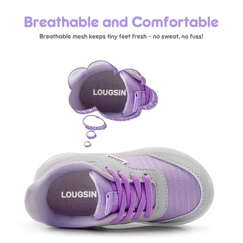 LOUGSIN Kids Light Up Sneakers LED Flashing Tennis Shoes for Boys Girls Lightweight Breathable Flooza Walking Shoes for Toddler and Little Kids2